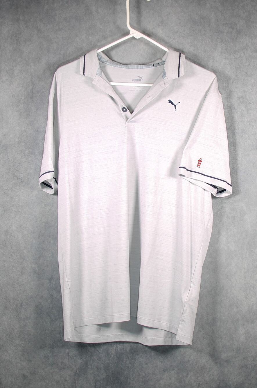 Puma Golf Polo Shirt Mens XL Gray Lighthouse Embroidered Short Sleeve
